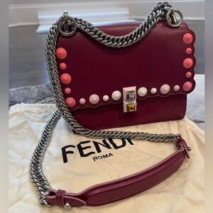 Fendi Vitello Liberty Scalloped Studded Small Kan I Shoulder Bag
